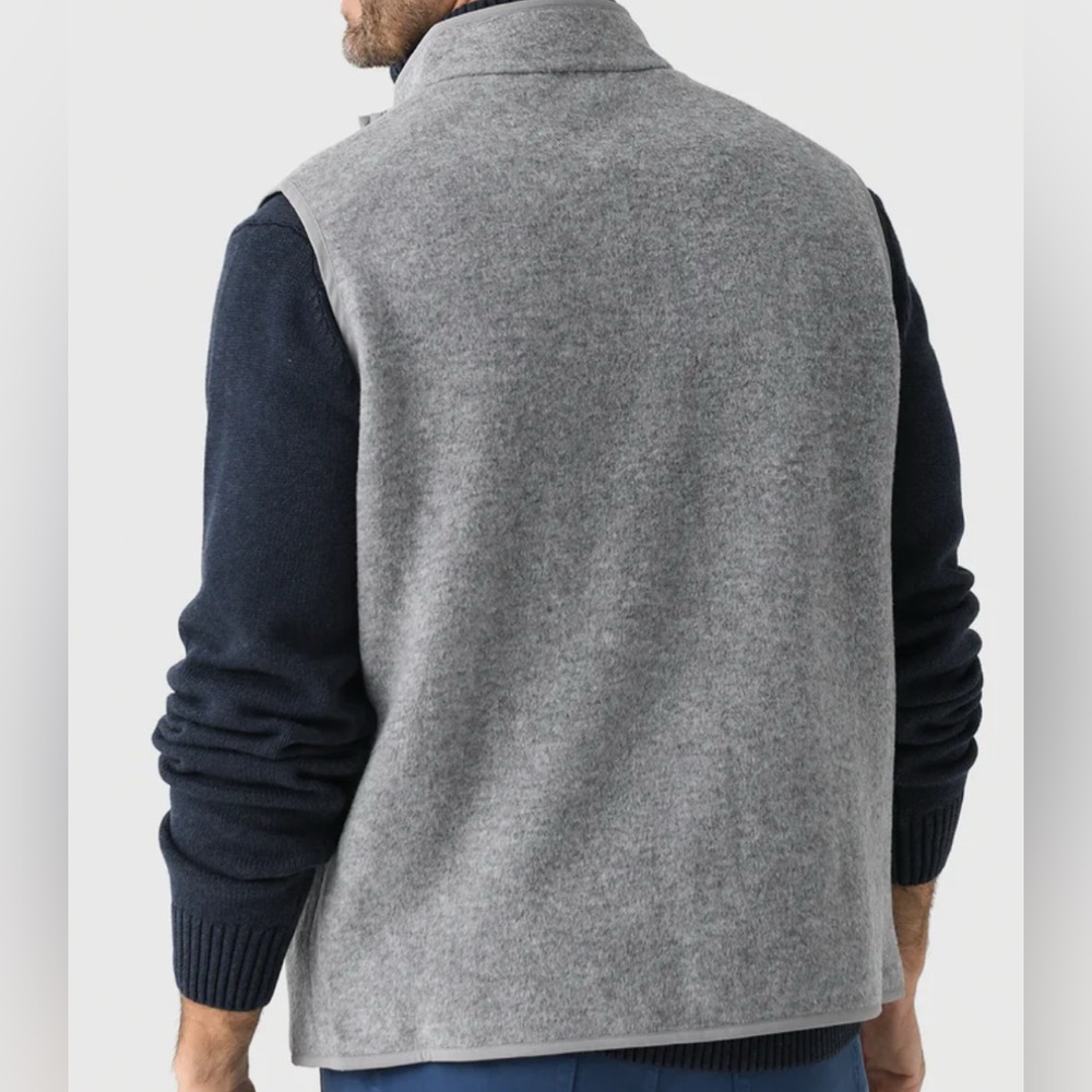 Peter Millar British Gray Crown Flex Fleece Vest MF24Z20 Full-Zip - Picture 5 of 5